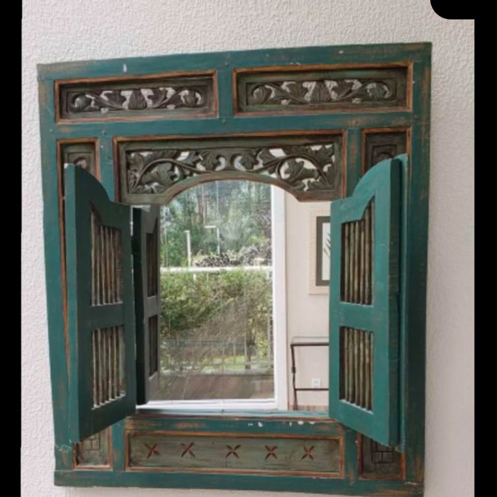 Hand Carved Balinese Window hand Carved and Painted